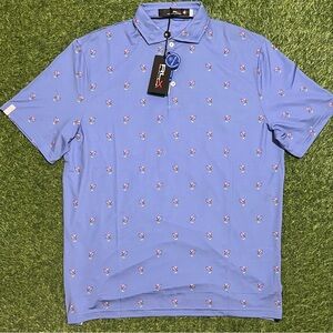 RLX Ralph Lauren Performance Golf Polo Shirt Mens M SS Flamingo AOP Blue $98